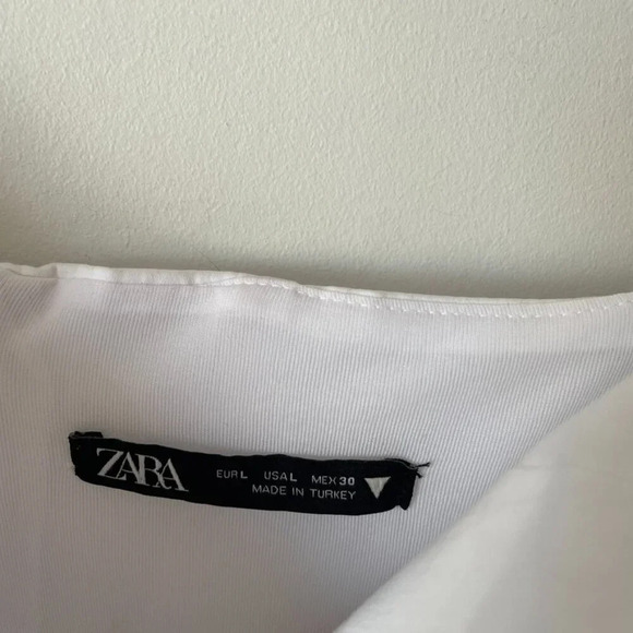 Zara Poplin Corset Style Mini Dress White Blogger Fav Size Large - Picture 14 of 15